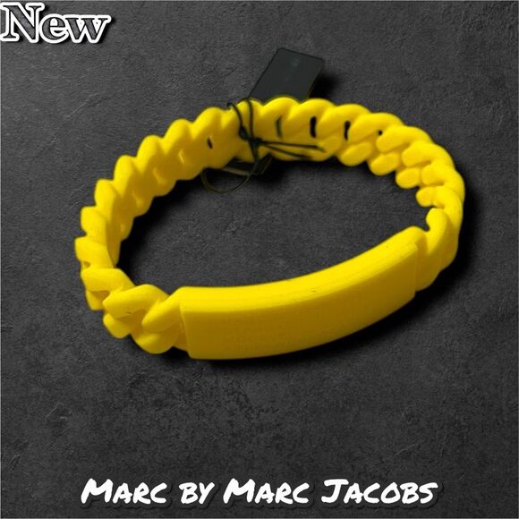 New Marc By Marc Jacobs Standard Supply Braided Silicone Bracelet Safety Yellow - Picture 1 of 6